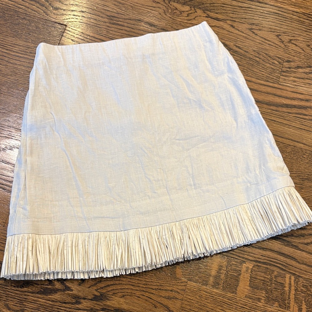 J. Crew Collection linen Cream Fringe Hem Women's Skirt, 00